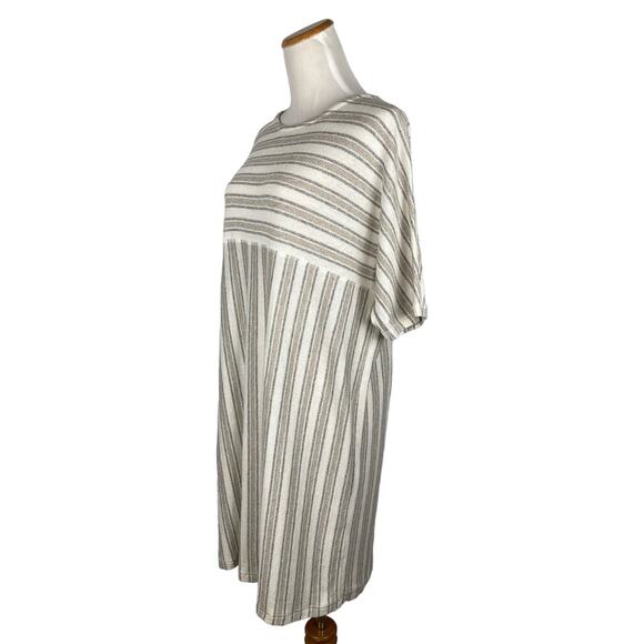 Billy Reid Striped Linen Blend Dress Size XS Beige Quiet Luxury Beach Coastal - Picture 2 of 9